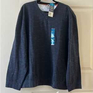NWT Haggar Navy Blue Textured Jersey Crewneck Men's Long Sleeve